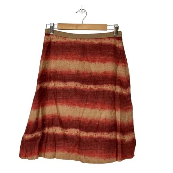 Prada Silk Knee Length Skirt in Burnt Orange and Brown - Picture 2 of 7